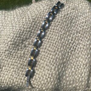 Skagen Denmark Stainless Steel Silver tone and Gold Tone Link Bracelet unisex